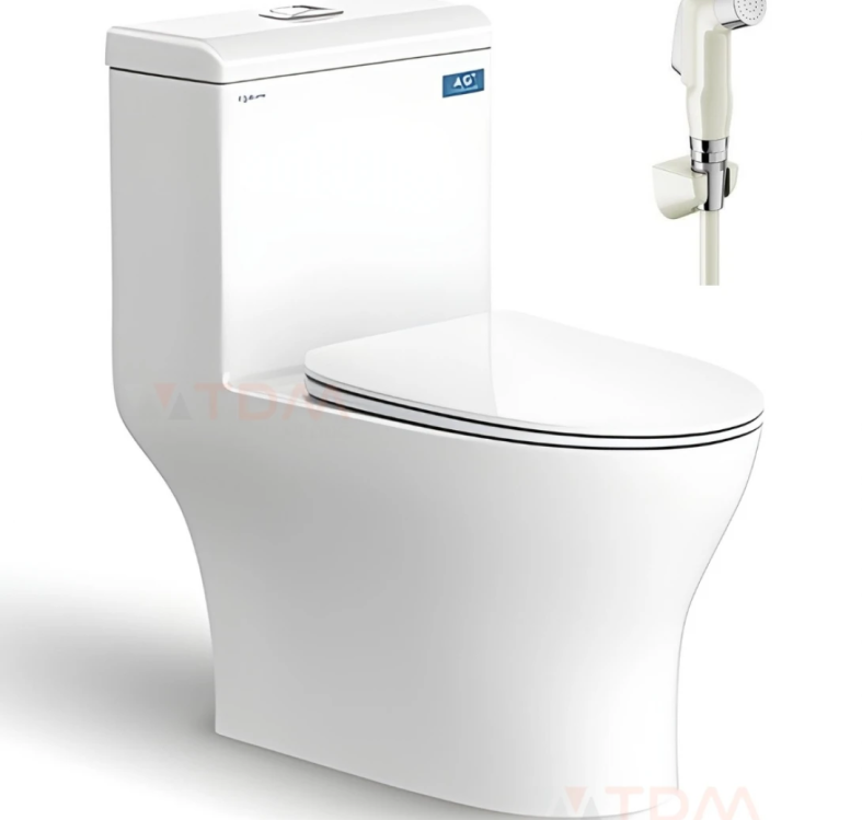 Bồn Cầu Viglacera V45M Nắp V687 Xả Xoáy + Vòi Xịt VG826