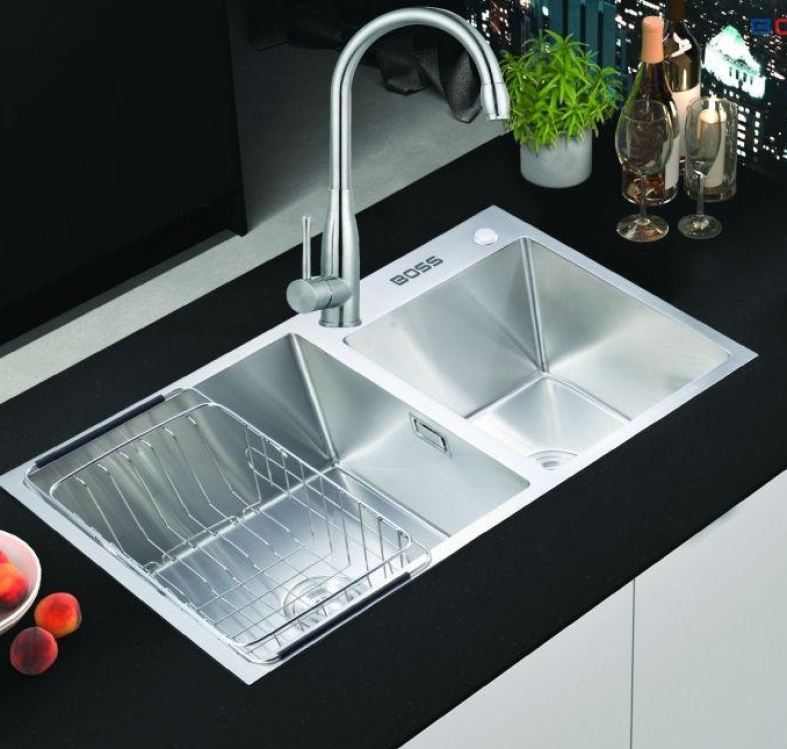 Chậu Đúc 2 Hố Lệch Dương Bàn Inox 304
