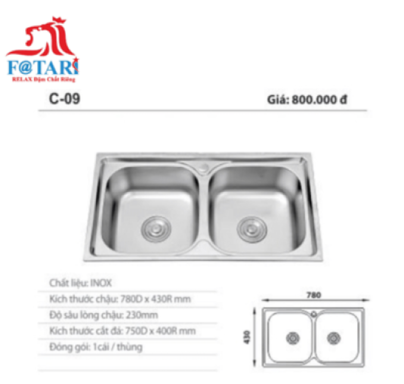 Chậu rửa chén inox C-09