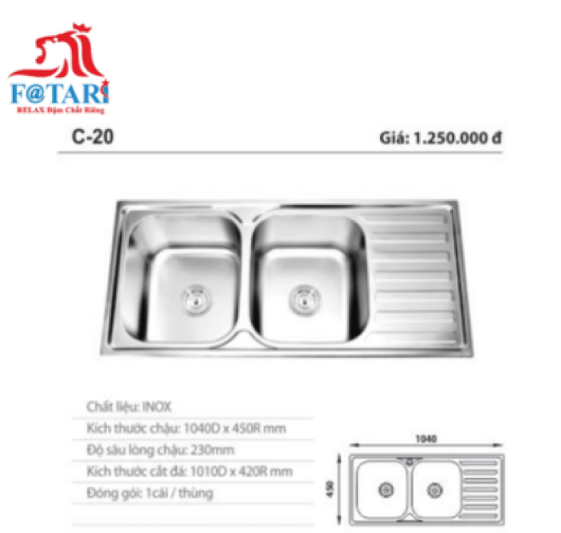 Chậu rửa chén inox C-20