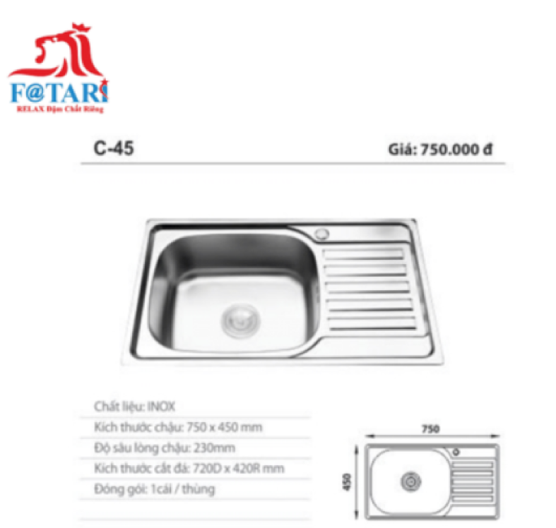 Chậu rửa chén inox C-45