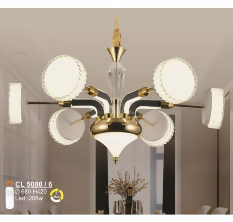 Đèn chùm Sano LED 208W - 3 màu ánh sáng Ø680*H420, có remote