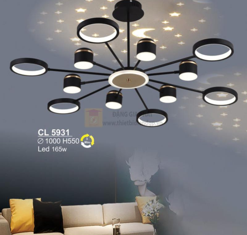 Đèn chùm trang trí Sano Led 165W - Ø1000*H550 - 3 màu ánh sáng