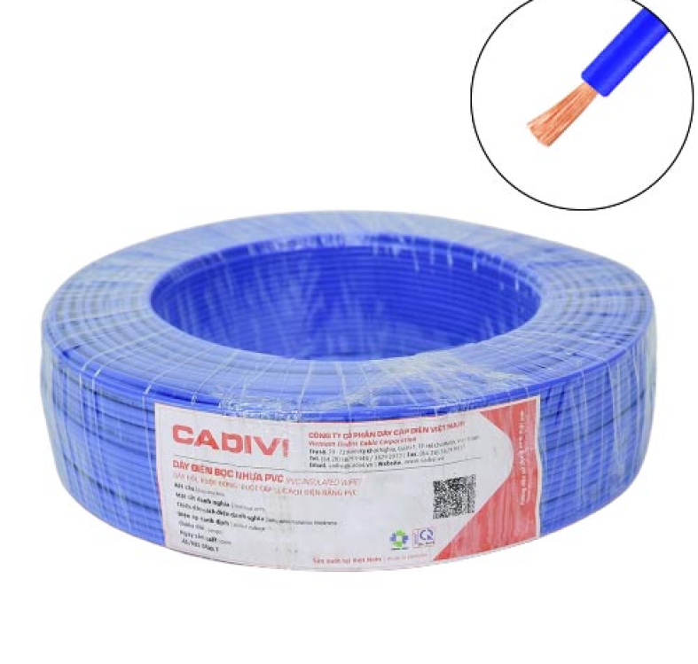 Dây điện đơn mềm Cadivi VCm-0.5 mm2 (Xanh) – 300/500V