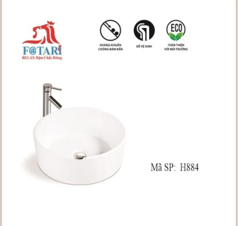 H884- LAVABO TRÒN ĐẶT BÀN VÒI CAO - BỘ