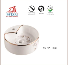 H885- Lavabo tròn viền vàng