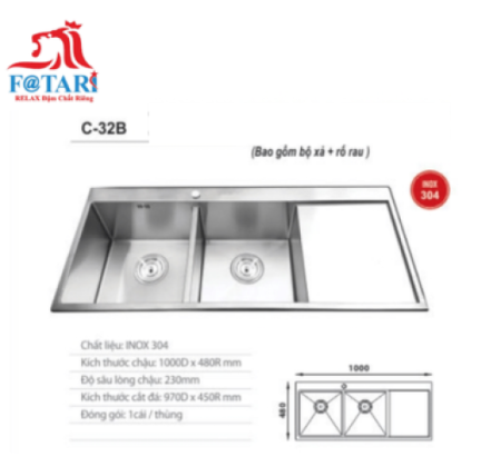 Chậu rửa chén inox C-32B