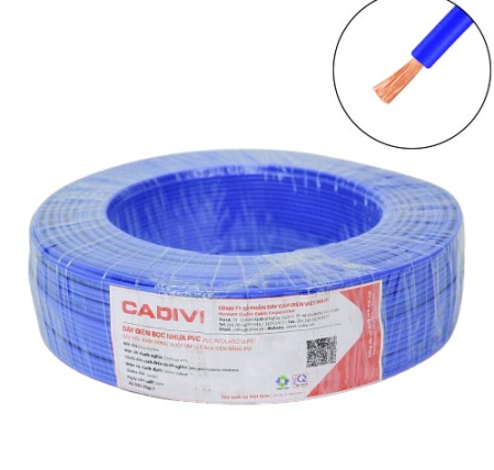 Dây điện đơn mềm Cadivi VCm-0.75 mm2 (Xanh) – 300/500V